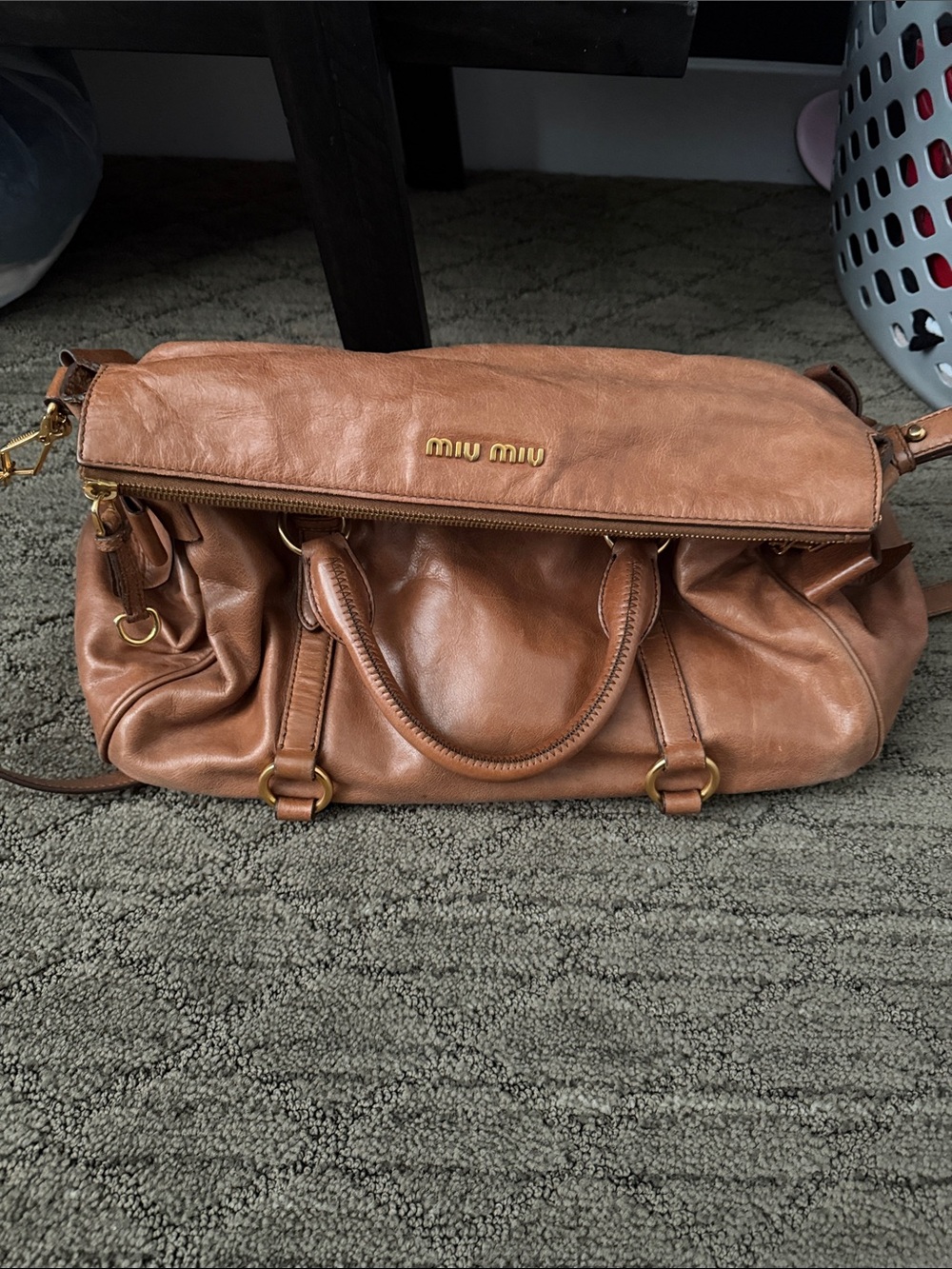 Miu Miu Brown Leather bow satchel Shoulder Bag